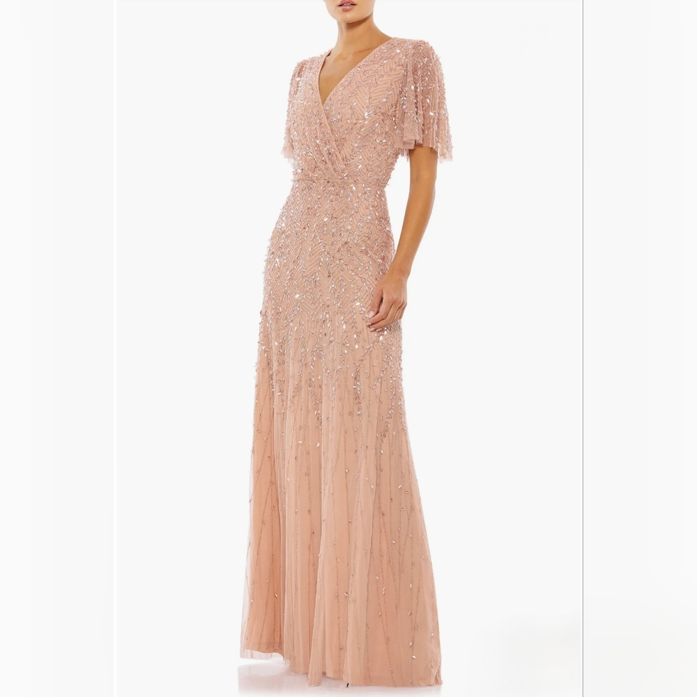 Mac Duggal Embellished Flutter Sleeve Fairycore Gown Regency Sz 10